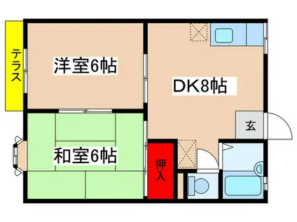 WHITE HOUSE(2DK/1階)の間取り写真