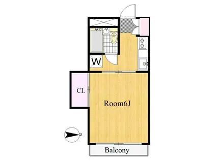 サンハウス(1K/2階)の間取り写真