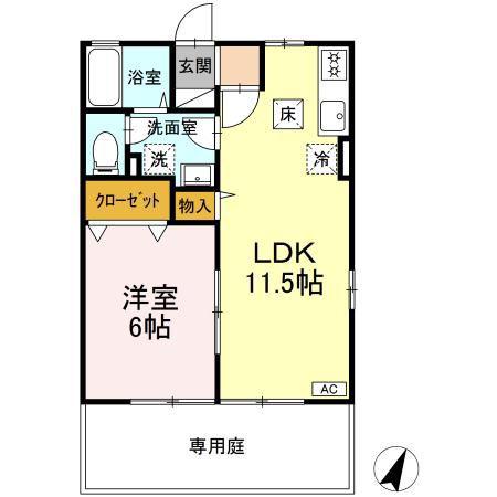 メゾン・プランタニエール(1LDK/1階)の間取り写真