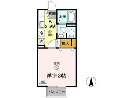 メゾンたちばなC棟(1K/1階)の間取り写真