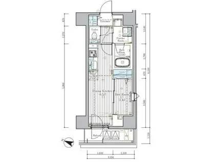 ミライズ横濱サウスレジデンス(1DK/6階)の間取り写真