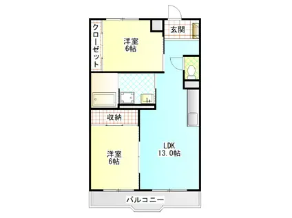 パノラマハイツ秋山(2LDK/2階)の間取り写真