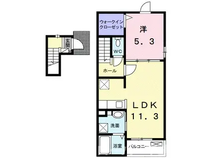 コントレイル II(1LDK/2階)の間取り写真