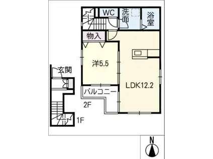 CONFOR O(1LDK/2階)の間取り写真