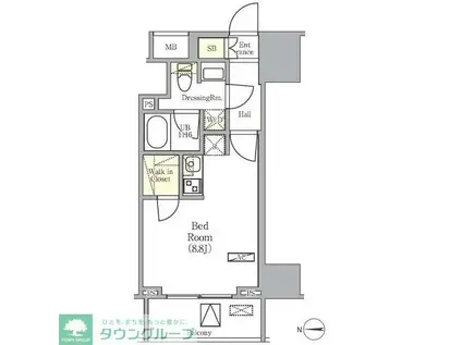 グラシアプレイス曳舟(ワンルーム/4階)の間取り写真