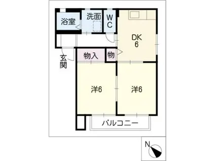 ベルパーク丸山 A棟(2DK/2階)の間取り写真