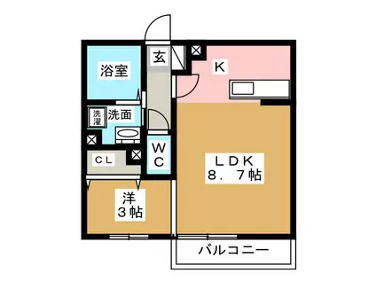 FLEURETF(1LDK/2階)の間取り写真