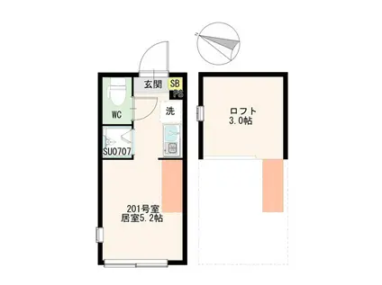 パレス初台(ワンルーム/2階)の間取り写真