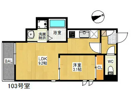 グランティック CASAII(1LDK/1階)の間取り写真