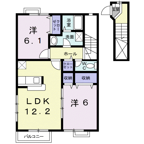 プラトーA(2LDK/2階)の間取り写真