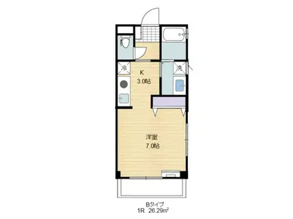 メゾンドルージュバレ(ワンルーム/2階)の間取り写真