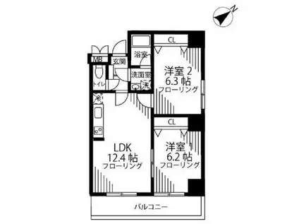 SKY RESIDENCE 1(2LDK/6階)の間取り写真