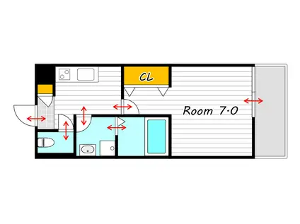 REGALEST桑田(1K/2階)の間取り写真