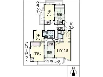 シティーアーク表山(5LDK/1階)の間取り写真