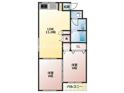 アーバンハイムINA(2LDK/2階)の間取り写真