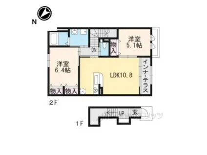 A-WAVE八王子(2LDK/2階)の間取り写真