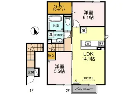 サニーコートM(2LDK/2階)の間取り写真