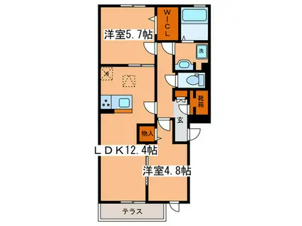 アストンパーク(2LDK/1階)の間取り写真