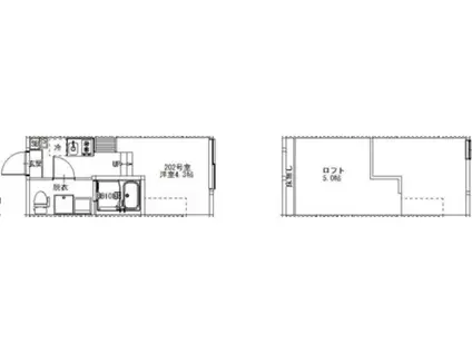 東四つ木1丁目A(1K/2階)の間取り写真