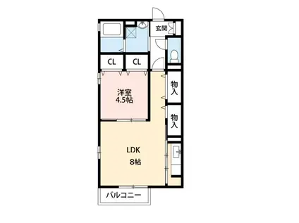 ボヌールII(1LDK/1階)の間取り写真