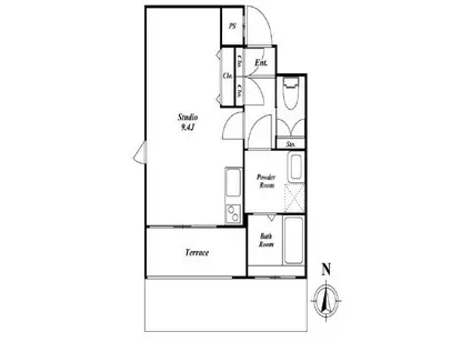 サンチャリーフ(ワンルーム/1階)の間取り写真