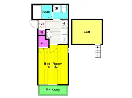 ファブリス生田(1K/1階)の間取り写真