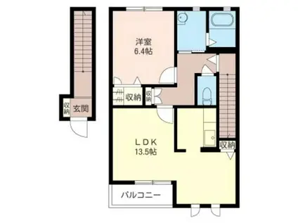 グランドゥールS E棟(1LDK/2階)の間取り写真