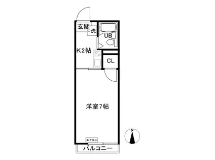 ビラ百合ヶ丘(1K/2階)の間取り写真
