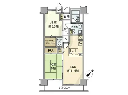 アーバンビュー中野(2LDK/2階)の間取り写真
