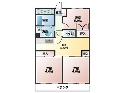 リバーサイドレジデンス(3DK/1階)の間取り写真