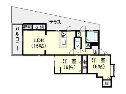 メロー冷水(2LDK/1階)の間取り写真