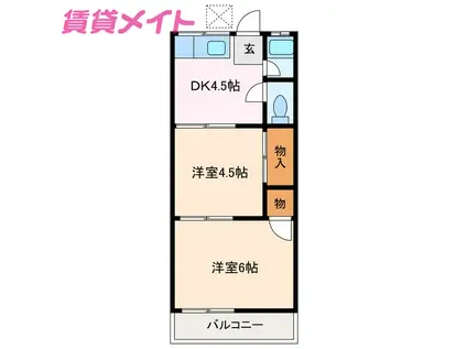 DAYTONA(2DK/2階)の間取り写真