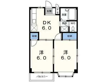 りんごの家(2DK/2階)の間取り写真