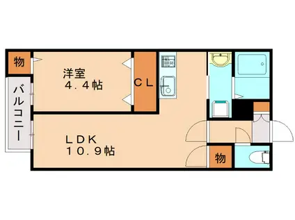 セレーナ前原(1LDK/1階)の間取り写真