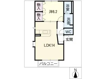 プリムローズ(1LDK/1階)の間取り写真