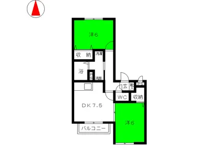 HAPPY KOMACHIYO(2DK/2階)の間取り写真