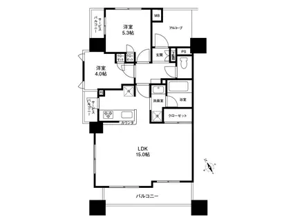 ナイスエスアリーナ川崎駅前通(2LDK/5階)の間取り写真