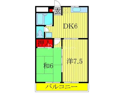 LANDFOREST柏の葉II(2DK/1階)の間取り写真