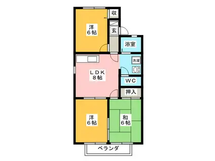 エントピア御望B(3LDK/1階)の間取り写真