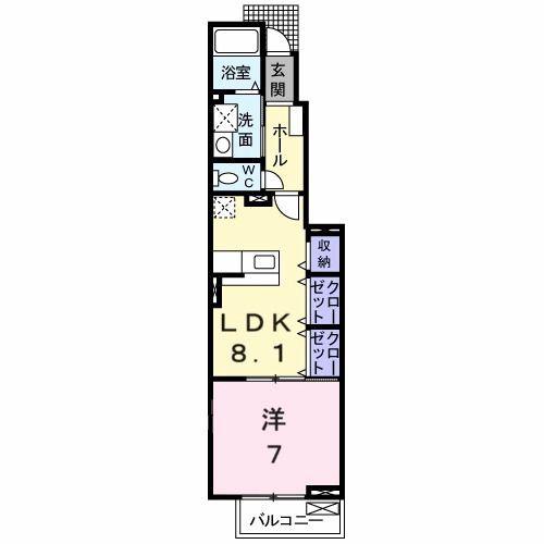 シエル・ケイエム(1LDK/1階)の間取り写真