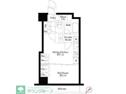 グランスイート銀座レスティモナーク(1DK/11階)の間取り写真