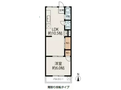 Kハイツ立花北(1LDK/4階)の間取り写真