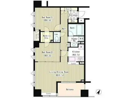 コクヨーレ日本橋(2LDK/10階)の間取り写真