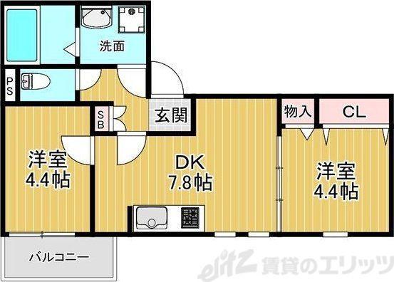 リオグランデ金田(2DK/2階)の間取り写真