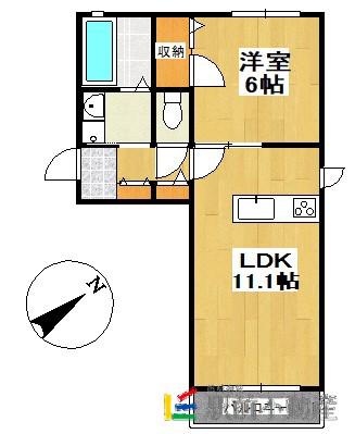 フェリークI(1LDK/1階)の間取り写真
