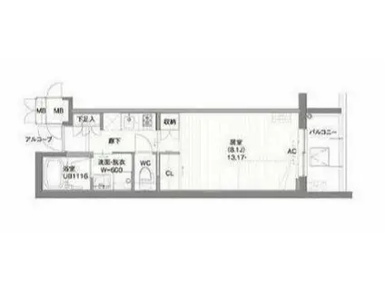 ガーデン東新宿(1K/5階)の間取り写真