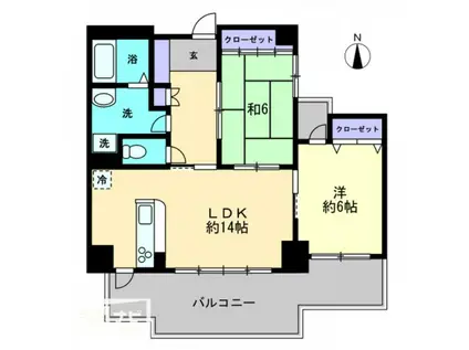 ストーンレイク子の浜C棟(2LDK/4階)の間取り写真