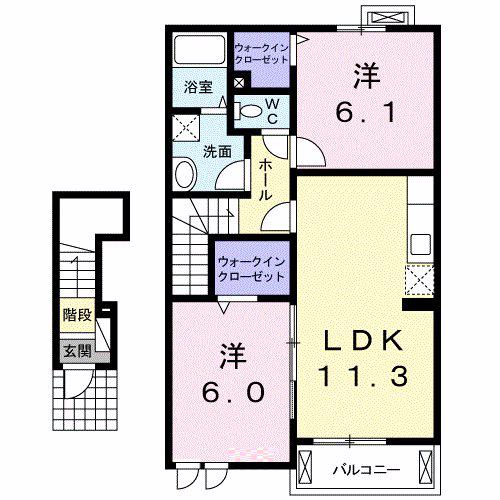 グリーンスプラウトC(2LDK/2階)の間取り写真