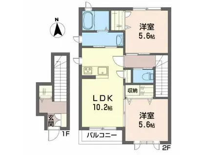 トレス・ヴィラ(2LDK/2階)の間取り写真