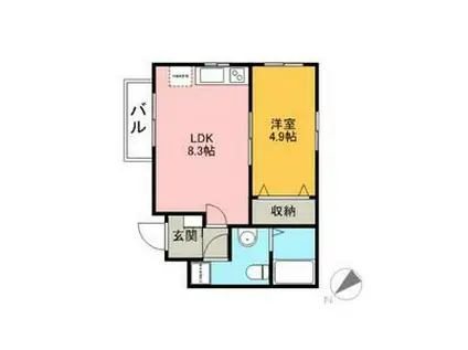 クレサ空港前(1LDK/3階)の間取り写真